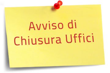 Post-it giallo con sopra scritto "Avviso chiusura uffici"