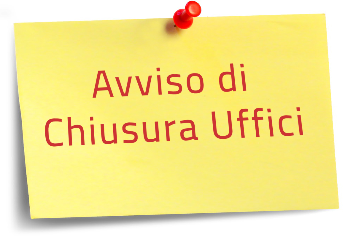 Post-it giallo con sopra scritto "Avviso chiusura uffici"